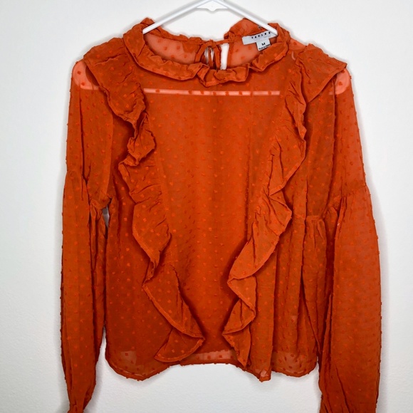 Orange Ruffle Blouse - Picture 4 of 7